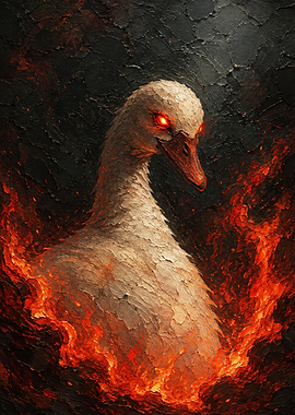 Demonic Swan Emerging from Fire