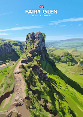 Fairy Glen Scotland Travel Poster