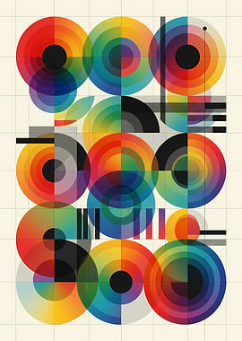Abstract Geometric Rainbow Circles Pattern