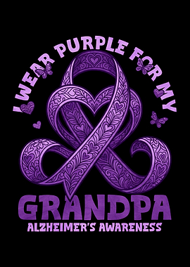 Alzheimer's Awareness Grandpa Purple Ribbon Design