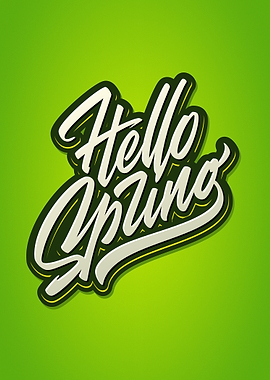 Hello Spring Typography Design