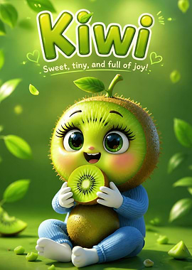 Cute Kiwi Fruit Character Illustration
