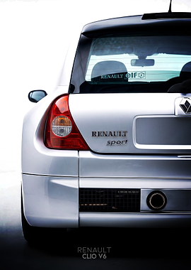 Rear View of Renault Clio V6 Poster