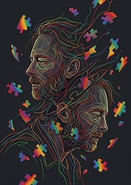 Thom Yorke Rainbow Puzzle Portrait