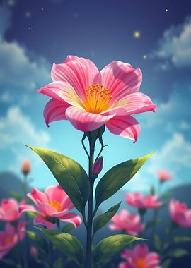 Vibrant Pink Flower Under Blue Sky