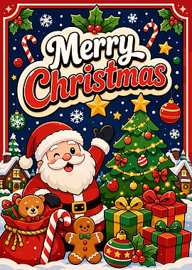 Merry Christmas Santa Cartoon Illustration