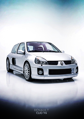 Silver Renault Clio V6 Studio Shot Poster