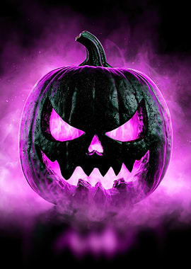 Glowing Purple Halloween Jack-o'-lantern