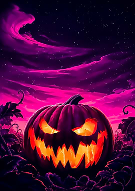 Glowing Neon Halloween Jack-o'-lantern