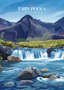 Fairy Pools Scotland Travel Poster