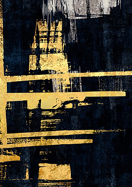 Abstract Gold and Navy Geometric Art