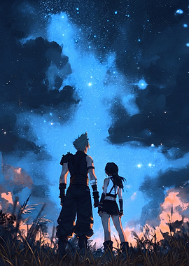Cloud and Tifa Stargazing