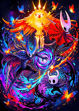 Hollow Knight Vibrant Battle Illustration