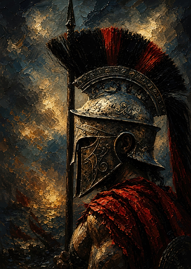 Spartan Warrior in Battle Oil Painting