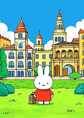 Miffy Traveling in a European City
