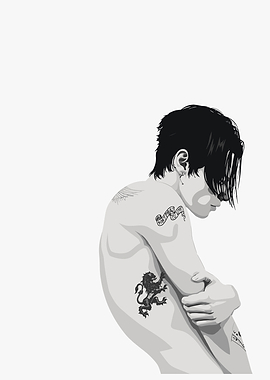 Tattooed Young Man Profile Illustration