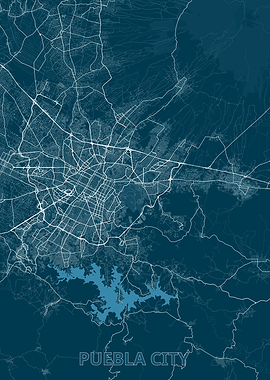 Puebla City Minimalist Map Print
