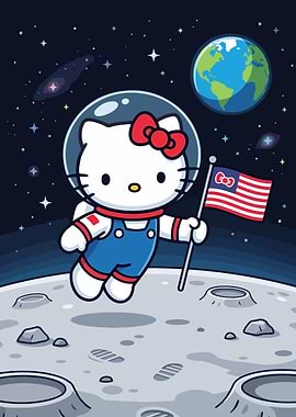 Hello Kitty Astronaut on the Moon