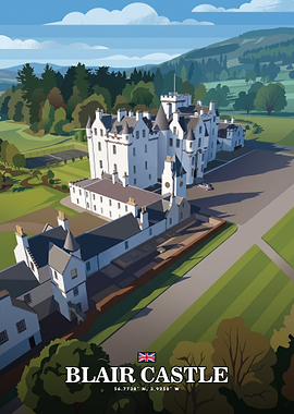 Blair Castle Scotland Travel Poster