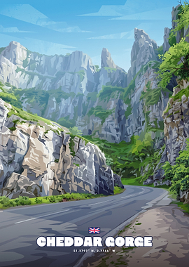 Cheddar Gorge Travel Poster