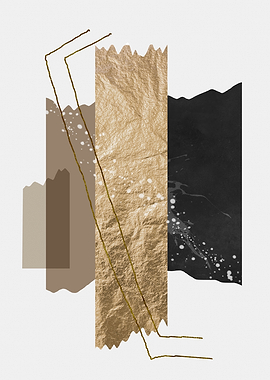 Abstract Gold and Black Collage