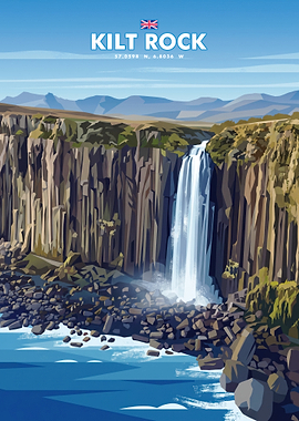 Kilt Rock Scotland Travel Poster