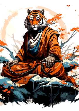 Meditating Tiger Samurai Warrior