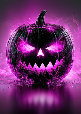 Glowing Neon Purple Halloween Pumpkin