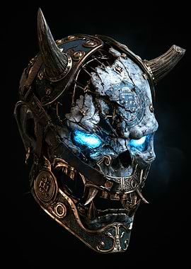 Cybernetic Oni Demon Mask