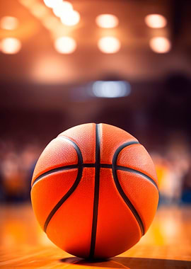 Close-up of a Basketball on Court