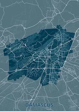 Damascus City Map Print