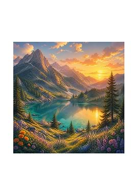Serene Mountain Lake at Sunset