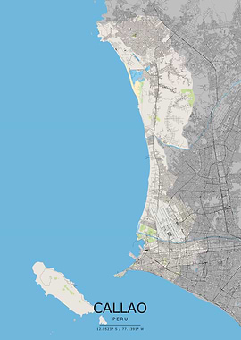 Callao Peru Minimalist Map Print