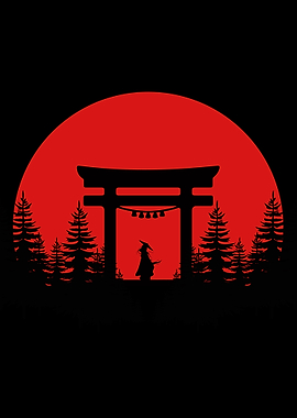 The WandererSamurai Silhouette at Torii Gate