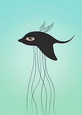 Surreal Winged Creature with Eye