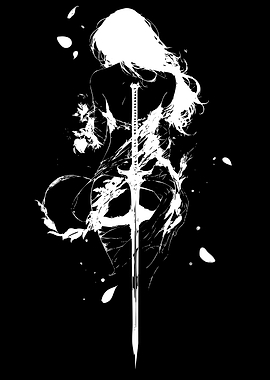 Silhouette of a Warrior with Sword
