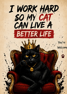 King Cat on Throne Poster