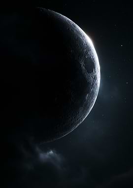 Crescent Moon in Dark Space