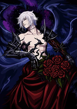Lucifer Angel with Red Roses
