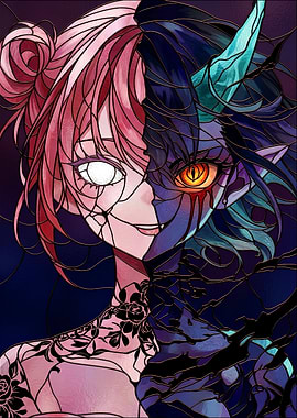 Duality Stained Glass Anime Portrait