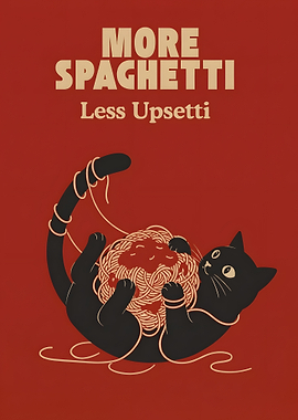 More Spaghetti Less Upsetti Cat Poster