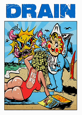 Drain Beach Scene Pop Art