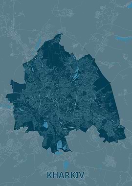 Minimalist Map of Kharkiv City
