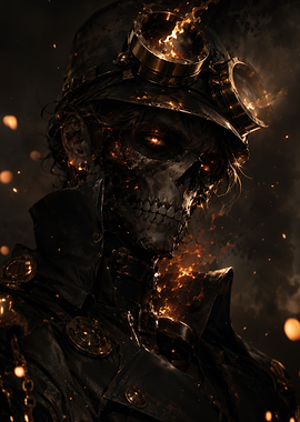 Steampunk Skeleton Warrior with Glowing Eyes