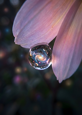 Galaxy Reflected in a Dewdrop