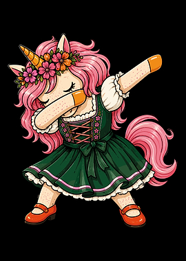 Dabbing Unicorn in Oktoberfest Dirndl