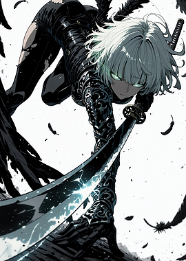 Fierce Anime Warrior with Katana
