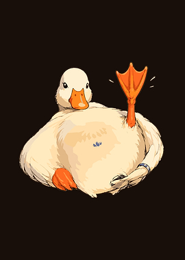 Cute Cartoon Duck Waving Hello