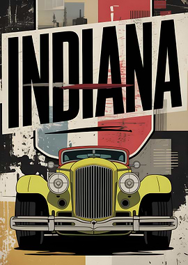 Vintage Indiana Classic Car Poster