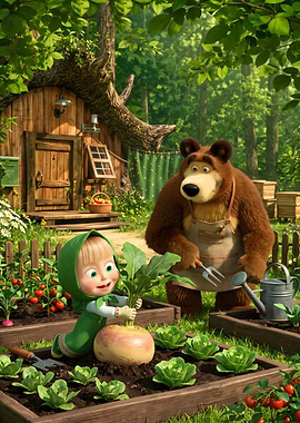 Masha and the Bear Gardening